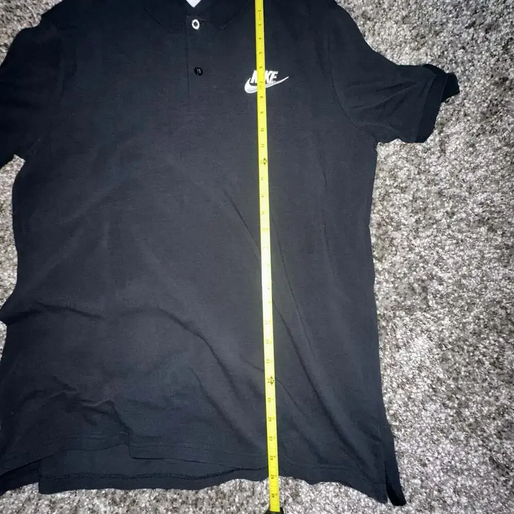 Nike Men's Black Polo Shirt with White Swoosh and NIKE Lettering Size Large